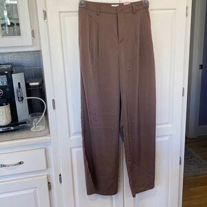 Le Lis Collection Wide Leg Pleated Purple Satin High Waist Trousers Size Small